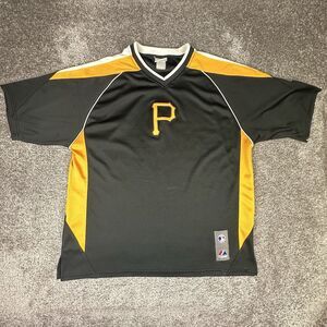 Majestic Pittsburgh Pirates Jersey Shirt Mens Medium (22.5x28) Black Y2K Sports